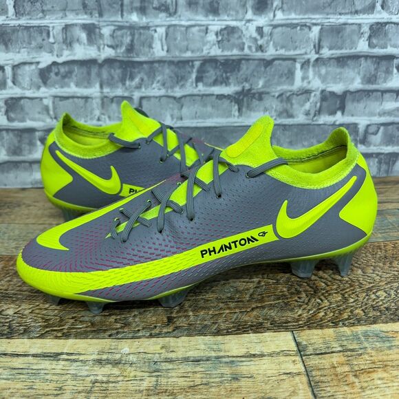Nike ID By You Phantom GT Elite Gray Volt Soccer Cleats CW0559-995 Mens\u200e 9.5